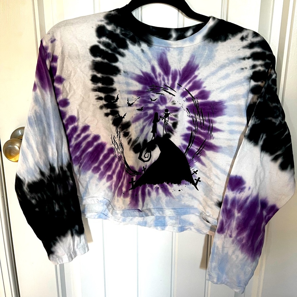 Nightmare Before Christmas Cropped Tie-dye Long-Sleeve T-shirt